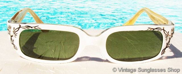 BH France 1950s White Rhinestone Sunglasses